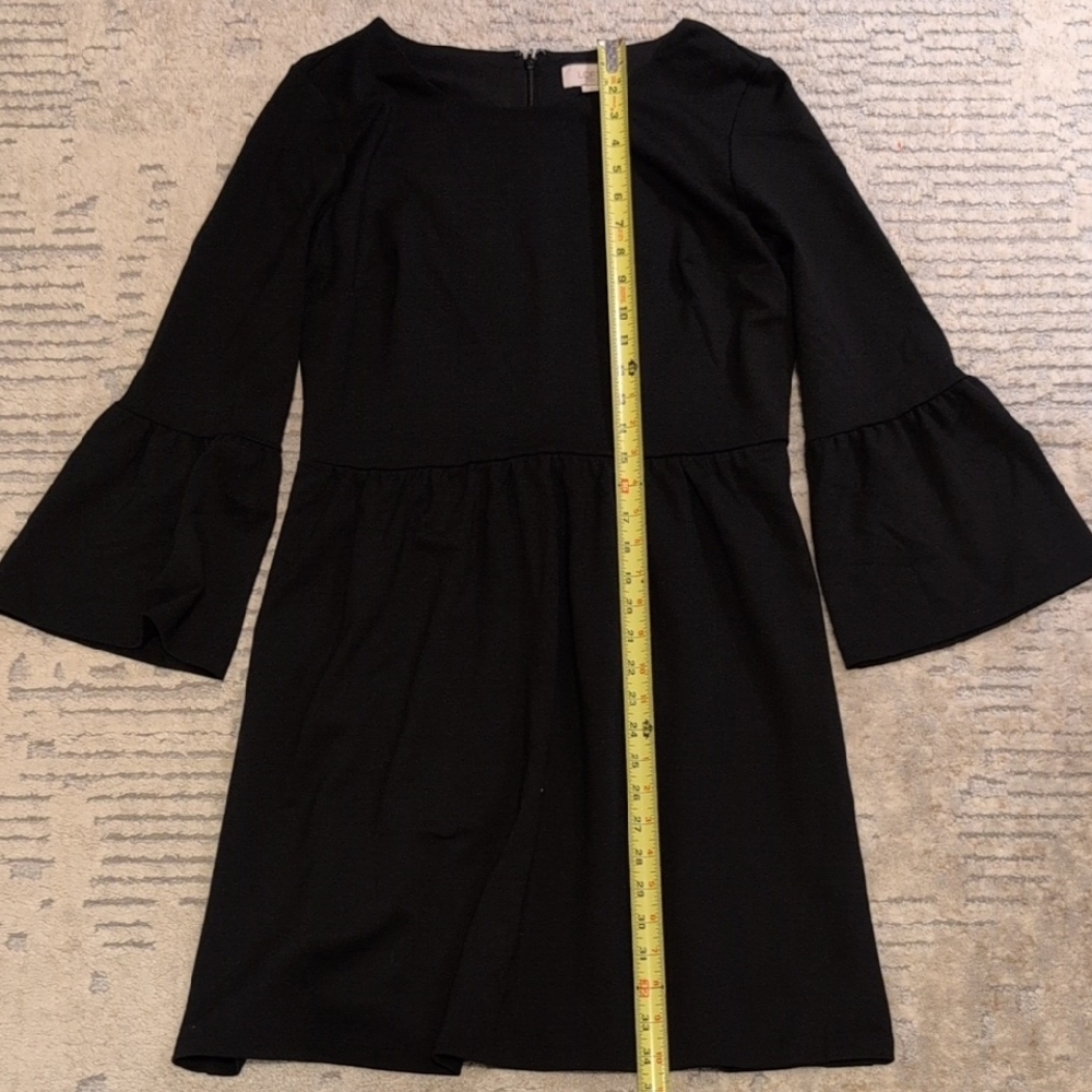 LOFT Black Midi Dress with Bell Sleeves - Picture 2 of 7